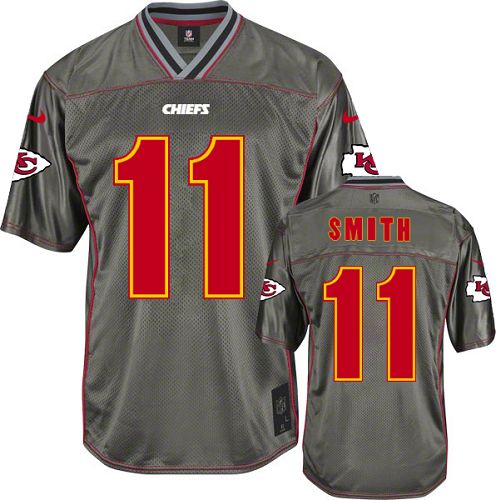 Men's Elite Alex Smith Nike Jersey Grey - #11 Vapor NFL Kansas City Chiefs